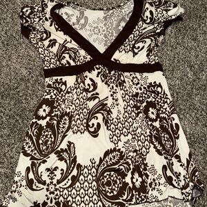 Y2K babydoll brown and cream v neck trendy top